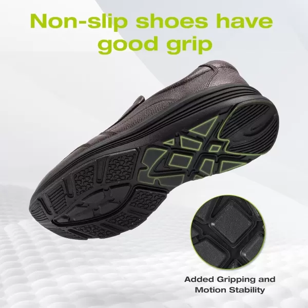 OrthoComfoot Men's Orthopedic Leather Dress Walking Shoes: Comfortable Orthotic Plantar Fasciitis Oxford Shoes with Arch Support, Casual Business Slip-On Loafers for Foot and Heel Pain Relief