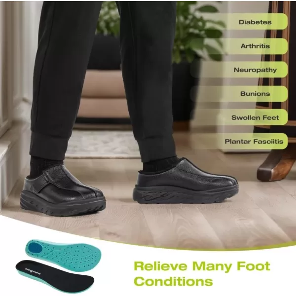OrthoComfoot Men's Orthopedic Wide Winter Slippers for Diabetic: Comfortable Arch Support Leather Dress Shoes for Plantar Fasciitis, Casual Orthotic Hammer Toes Walking Shoes for Foot and Heel Pain