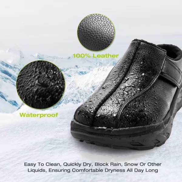 OrthoComfoot Men's Orthopedic Wide Winter Slippers for Diabetic: Comfortable Arch Support Leather Dress Shoes for Plantar Fasciitis, Casual Orthotic Hammer Toes Walking Shoes for Foot and Heel Pain