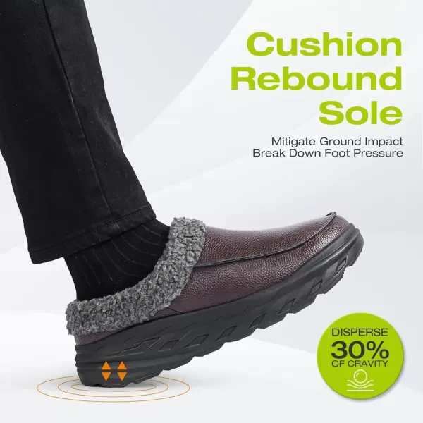 OrthoComfoot Men's Orthopedic Wide Winter Slippers for Diabetic: Comfortable Arch Support Leather Dress Shoes for Plantar Fasciitis, Casual Warm Orthotic Walking Shoes for Foot and Heel Pain