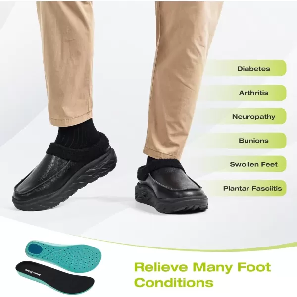 OrthoComfoot Men's Orthopedic Wide Winter Slippers for Diabetic: Comfortable Arch Support Leather Dress Shoes for Plantar Fasciitis, Casual Warm Orthotic Walking Shoes for Foot and Heel Pain