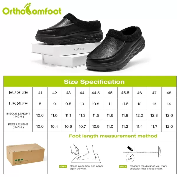 OrthoComfoot Men's Orthopedic Wide Winter Slippers for Diabetic: Comfortable Arch Support Leather Dress Shoes for Plantar Fasciitis, Casual Warm Orthotic Walking Shoes for Foot and Heel Pain