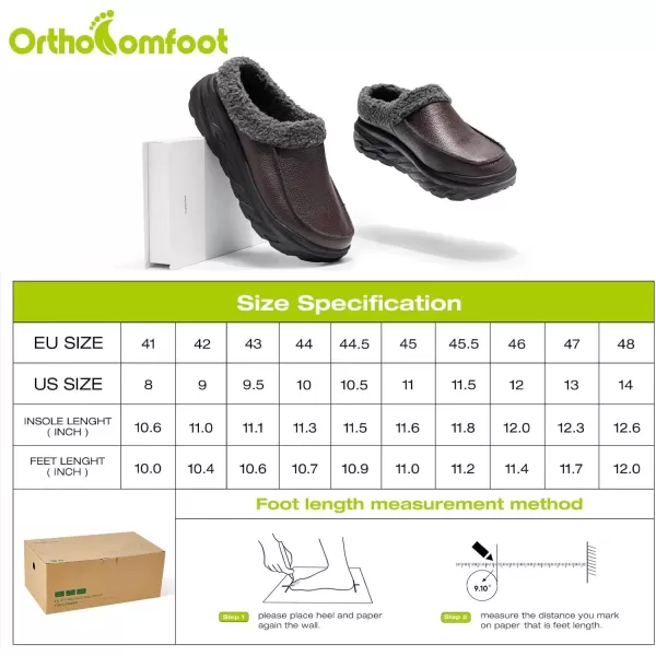 OrthoComfoot Men's Orthopedic Wide Winter Slippers for Diabetic: Comfortable Arch Support Leather Dress Shoes for Plantar Fasciitis, Casual Warm Orthotic Walking Shoes for Foot and Heel Pain
