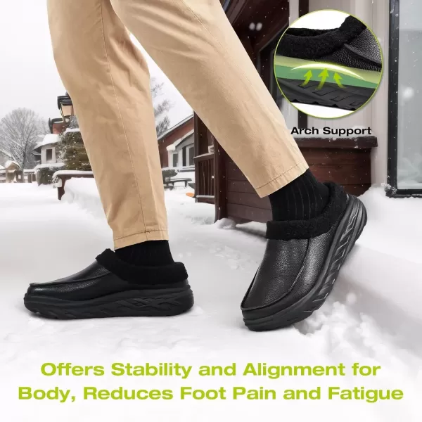 OrthoComfoot Men's Orthopedic Wide Winter Slippers for Diabetic: Comfortable Arch Support Leather Dress Shoes for Plantar Fasciitis, Casual Warm Orthotic Walking Shoes for Foot and Heel Pain
