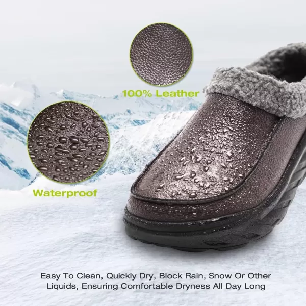 OrthoComfoot Men's Orthopedic Wide Winter Slippers for Diabetic: Comfortable Arch Support Leather Dress Shoes for Plantar Fasciitis, Casual Warm Orthotic Walking Shoes for Foot and Heel Pain