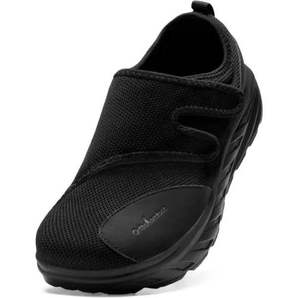 OrthoComfoot Men's Orthopedic Diabetic Extra Wide Walking Shoes: Adjustable Arch Support Plantar Fasciitis Slip-On for Swollen Feet, Comfortable Orthotic Easy Top Loafers for Foot and Heel Pain