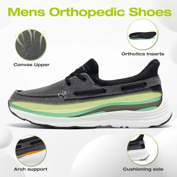 OrthoComfoot Men's Orthopedic Hands Free Slip-in Loafers: Comfortable Arch Support Loafers for Plantar Fasciitis, Casual Walking Shoes with Cushion Thick Sole for Foot and Heel Pain Relief