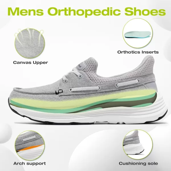 OrthoComfoot Men's Orthopedic Hands Free Slip-in Loafers: Comfortable Arch Support Loafers for Plantar Fasciitis, Casual Walking Shoes with Cushion Thick Sole for Foot and Heel Pain Relief