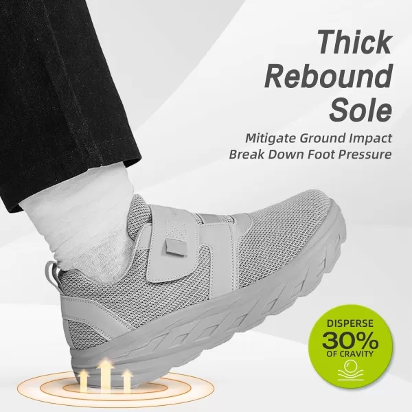 imageOrthoComfoot Mens Orthopedic Diabetic Wide Walking Shoes Comfortable Cushion Arch Support Plantar Fasciitis Loafers Orthotic High Arch Swollen Feet Adjustable Working Shoes for Ankle and Heel PainK2gray