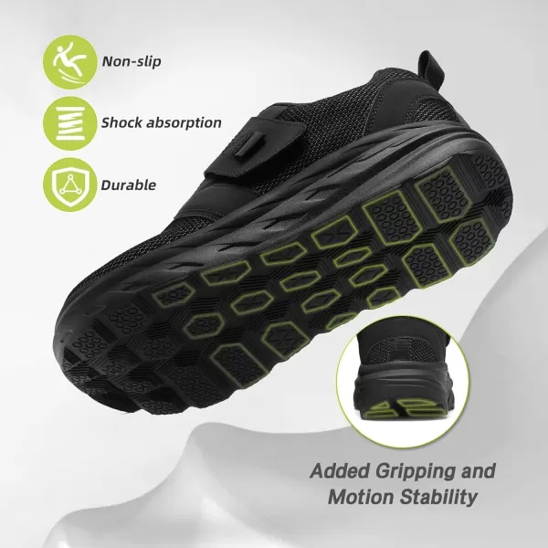 imageOrthoComfoot Mens Orthopedic Diabetic Wide Walking Shoes Comfortable Cushion Arch Support Plantar Fasciitis Loafers Orthotic High Arch Swollen Feet Adjustable Working Shoes for Ankle and Heel PainK1black