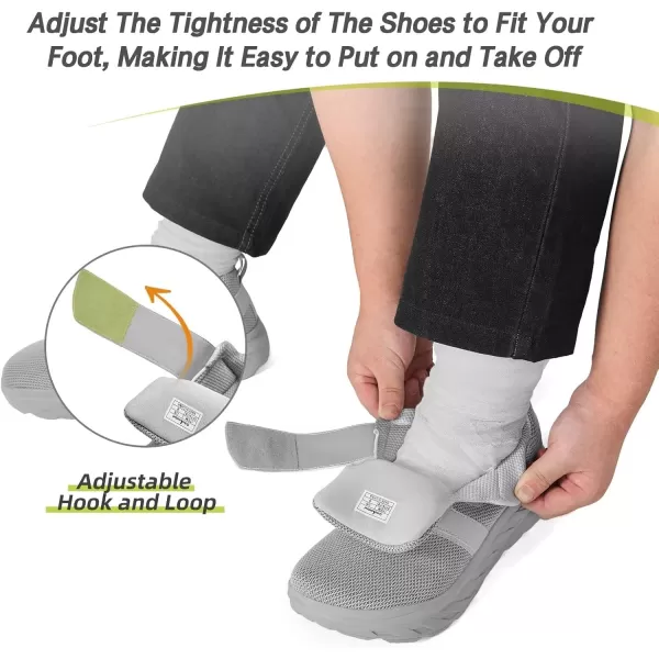 imageOrthoComfoot Mens Orthopedic Diabetic Wide Walking Shoes Comfortable Cushion Arch Support Plantar Fasciitis Loafers Orthotic High Arch Swollen Feet Adjustable Working Shoes for Ankle and Heel PainK2gray