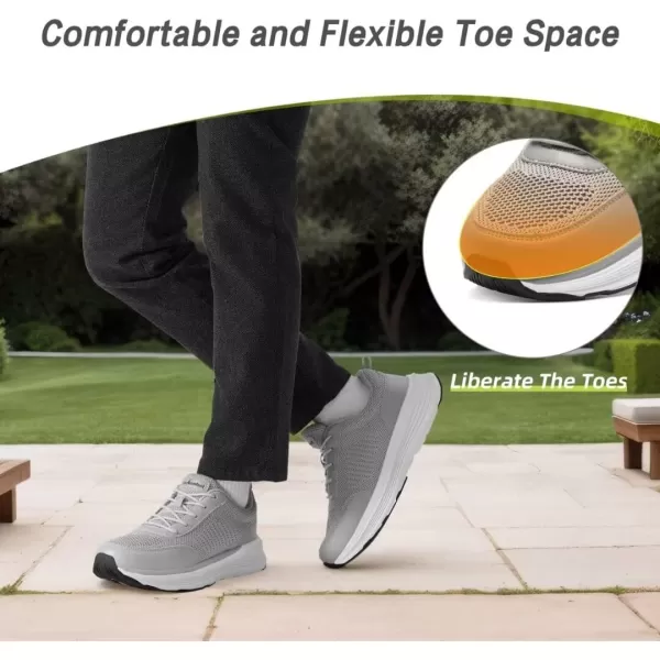 imageOrthoComfoot Mens Orthopedic Fashion Sneakers with Arch Support Casual Plantar Fasciitis Walking Shoes for Flat Feet Comfortable Orthotic Outdoor Shoes for Foot and Heel Pain ReliefW2grey