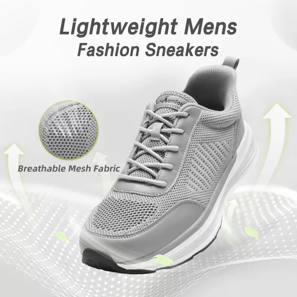 imageOrthoComfoot Mens Orthopedic Fashion Sneakers with Arch Support Casual Plantar Fasciitis Walking Shoes for Flat Feet Comfortable Orthotic Outdoor Shoes for Foot and Heel Pain ReliefW2grey