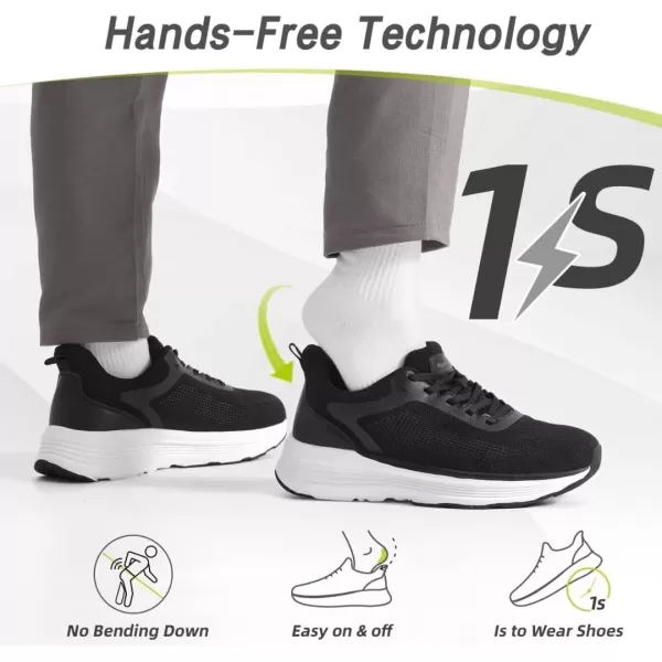 imageOrthoComfoot Mens Orthopedic Hands Free Fashion Sneakers Comfortable Arch Support Plantar Fasciitis Orthotic Walking Shoes Casual Work Tennis Sport Athletic Gym Flat Feet Pain Relief ShoesW1black