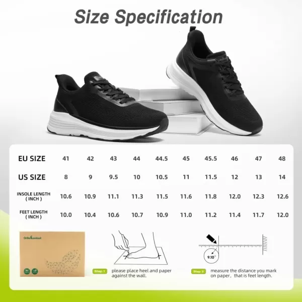 imageOrthoComfoot Mens Orthopedic Hands Free Fashion Sneakers Comfortable Arch Support Plantar Fasciitis Orthotic Walking Shoes Casual Work Tennis Sport Athletic Gym Flat Feet Pain Relief ShoesW1black