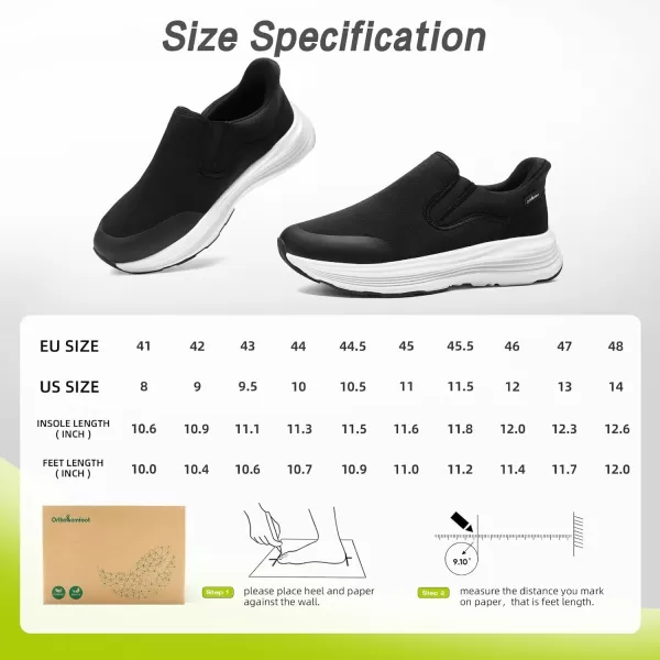 imageOrthoComfoot Mens Orthopedic Hands Free Slip ins Loafers Comfortable Casual Arch Support Plantar Fasciitis Walking Shoes Standing Work Orthotic Thick Sole Shoes for Foot and Heel Pain ReliefW1black