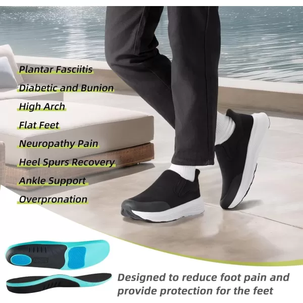 imageOrthoComfoot Mens Orthopedic Hands Free Slip ins Loafers Comfortable Casual Arch Support Plantar Fasciitis Walking Shoes Standing Work Orthotic Thick Sole Shoes for Foot and Heel Pain ReliefW1black