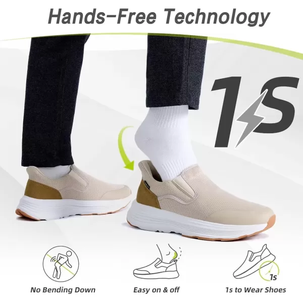 imageOrthoComfoot Mens Orthopedic Hands Free Slip ins Loafers Comfortable Casual Arch Support Plantar Fasciitis Walking Shoes Standing Work Orthotic Thick Sole Shoes for Foot and Heel Pain ReliefW2beige