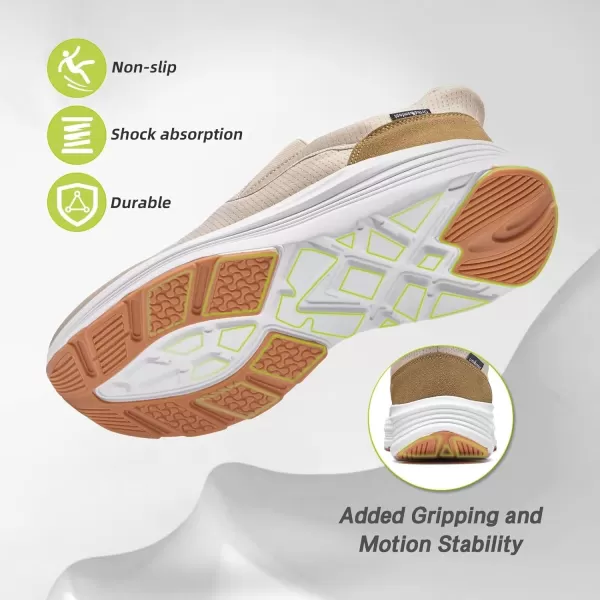 imageOrthoComfoot Mens Orthopedic Hands Free Slip ins Loafers Comfortable Casual Arch Support Plantar Fasciitis Walking Shoes Standing Work Orthotic Thick Sole Shoes for Foot and Heel Pain ReliefW2beige
