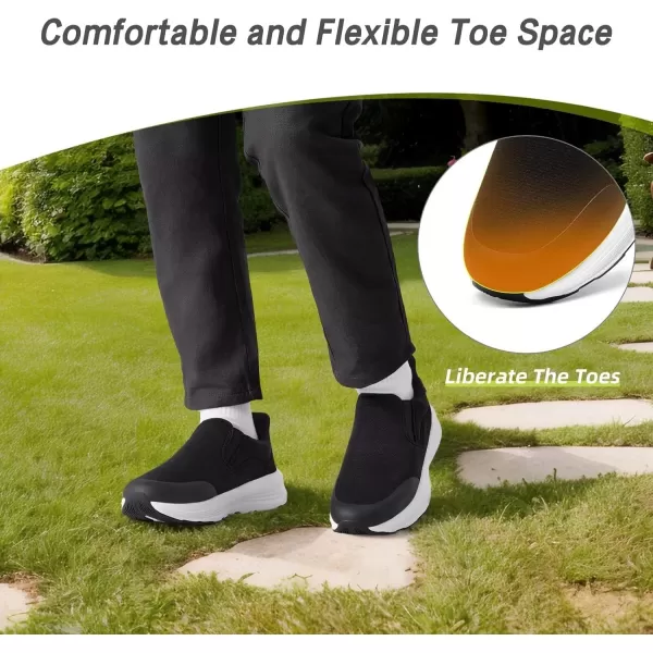 imageOrthoComfoot Mens Orthopedic Hands Free Slip ins Loafers Comfortable Casual Arch Support Plantar Fasciitis Walking Shoes Standing Work Orthotic Thick Sole Shoes for Foot and Heel Pain ReliefW1black