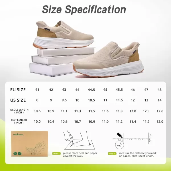 imageOrthoComfoot Mens Orthopedic Hands Free Slip ins Loafers Comfortable Casual Arch Support Plantar Fasciitis Walking Shoes Standing Work Orthotic Thick Sole Shoes for Foot and Heel Pain ReliefW2beige