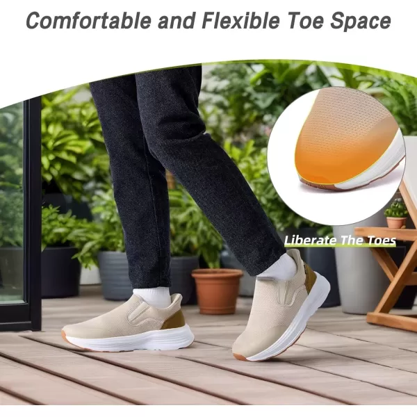 imageOrthoComfoot Mens Orthopedic Hands Free Slip ins Loafers Comfortable Casual Arch Support Plantar Fasciitis Walking Shoes Standing Work Orthotic Thick Sole Shoes for Foot and Heel Pain ReliefW2beige