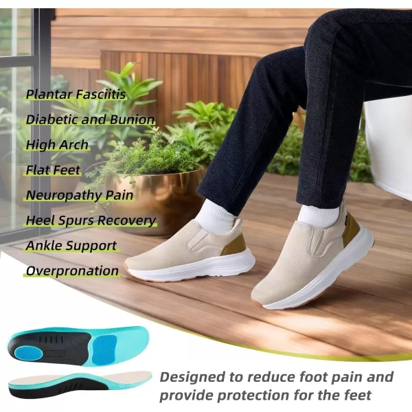 imageOrthoComfoot Mens Orthopedic Hands Free Slip ins Loafers Comfortable Casual Arch Support Plantar Fasciitis Walking Shoes Standing Work Orthotic Thick Sole Shoes for Foot and Heel Pain ReliefW2beige