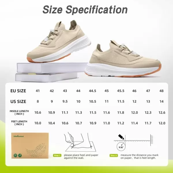 imageOrthoComfoot Mens Orthopedic SlipOn Loafers Walking Shoes Comfortable Casual Arch Support Plantar Fasciitis Thick Sneakers Breathable Work Tennis Orthotic Flat Feet Shoes for Foot Pain ReliefW2beige