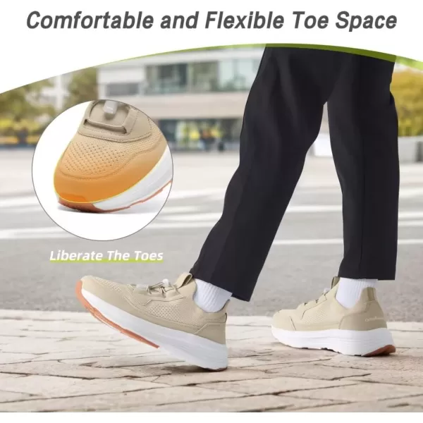 imageOrthoComfoot Mens Orthopedic SlipOn Loafers Walking Shoes Comfortable Casual Arch Support Plantar Fasciitis Thick Sneakers Breathable Work Tennis Orthotic Flat Feet Shoes for Foot Pain ReliefW2beige