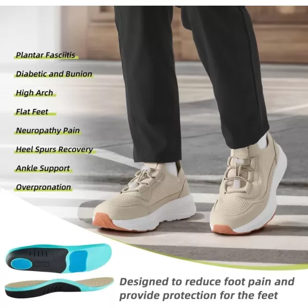 imageOrthoComfoot Mens Orthopedic SlipOn Loafers Walking Shoes Comfortable Casual Arch Support Plantar Fasciitis Thick Sneakers Breathable Work Tennis Orthotic Flat Feet Shoes for Foot Pain ReliefW2beige