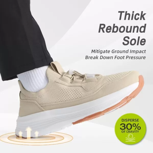 imageOrthoComfoot Mens Orthopedic SlipOn Loafers Walking Shoes Comfortable Casual Arch Support Plantar Fasciitis Thick Sneakers Breathable Work Tennis Orthotic Flat Feet Shoes for Foot Pain ReliefW2beige