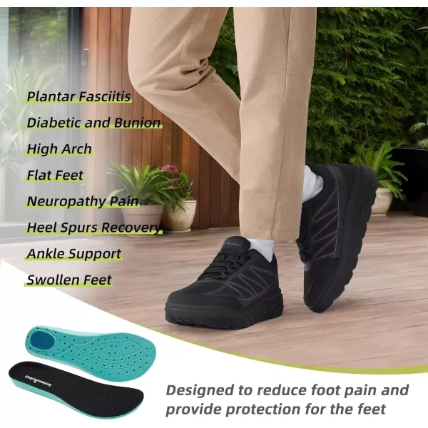 imageOrthopedic Shoes for Men Diabetic Wide Comfortable Casual Arch Support Plantar Fasciitis Fashion Sneakers Work Tennis Orthotic High Arch Swollen Feet Walking Shoes for Foot Heel PainK1black