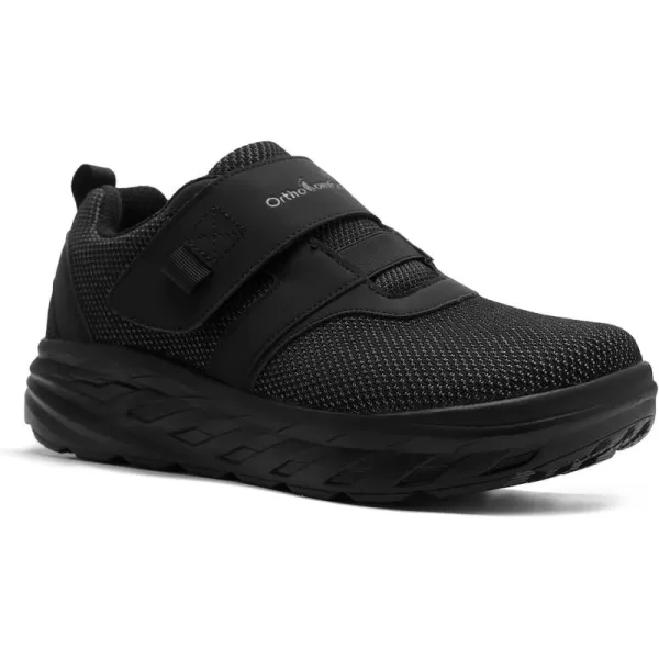 imageOrthoComfoot Mens Orthopedic Diabetic Wide Walking Shoes Comfortable Cushion Arch Support Plantar Fasciitis Loafers Orthotic High Arch Swollen Feet Adjustable Working Shoes for Ankle and Heel PainK1black