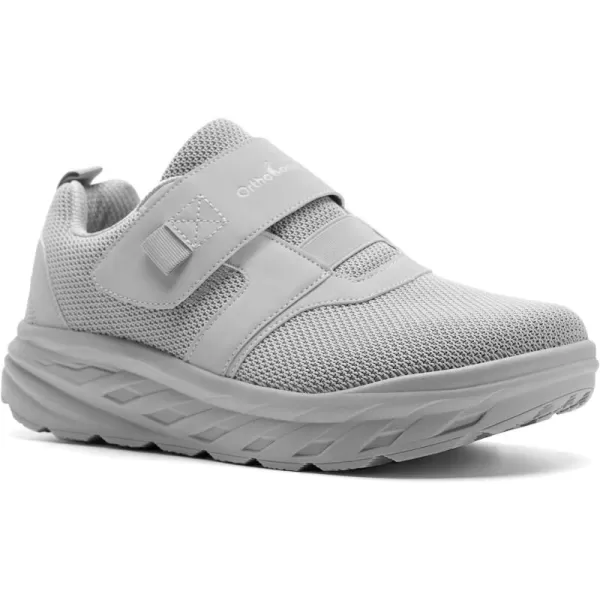 imageOrthoComfoot Mens Orthopedic Diabetic Wide Walking Shoes Comfortable Cushion Arch Support Plantar Fasciitis Loafers Orthotic High Arch Swollen Feet Adjustable Working Shoes for Ankle and Heel PainK2gray