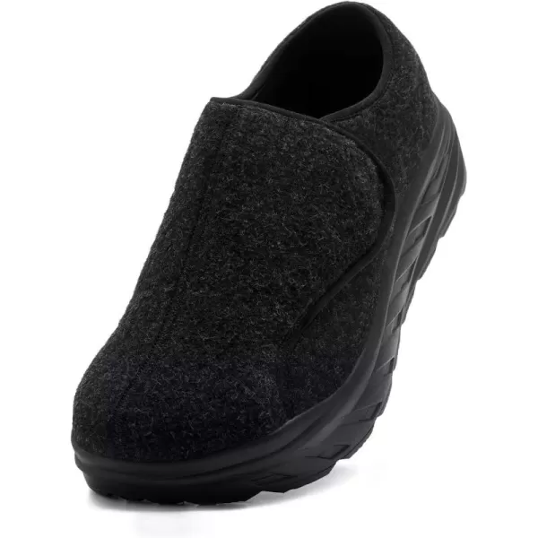imageOrthoComfoot Mens Orthopedic Diabetic Wide Walking Shoes Plantar Fasciitis Arch Support Hook and Loop Comfortable Casual Loafers Swollen Feet Orthotic Dress Leather Shoes Foot Heel Pain ReliefK1black