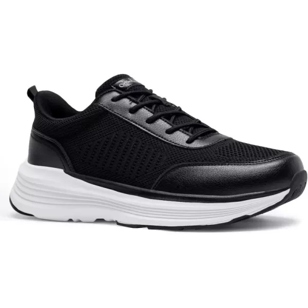 imageOrthoComfoot Mens Orthopedic Fashion Sneakers with Arch Support Casual Plantar Fasciitis Walking Shoes for Flat Feet Comfortable Orthotic Outdoor Shoes for Foot and Heel Pain ReliefW1black