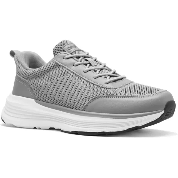 imageOrthoComfoot Mens Orthopedic Fashion Sneakers with Arch Support Casual Plantar Fasciitis Walking Shoes for Flat Feet Comfortable Orthotic Outdoor Shoes for Foot and Heel Pain ReliefW2grey