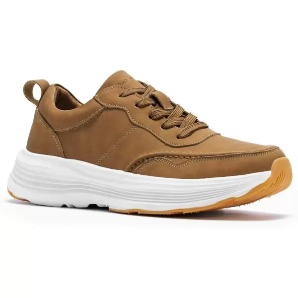 imageOrthoComfoot Mens Orthopedic Leather Dress Walking Shoes Comfortable Arch Support Plantar Fasciitis Flat Feet Sneakers Casual Business Work Orthotic Thick Sole Foot Heel Pain Relief OxfordsW2brown