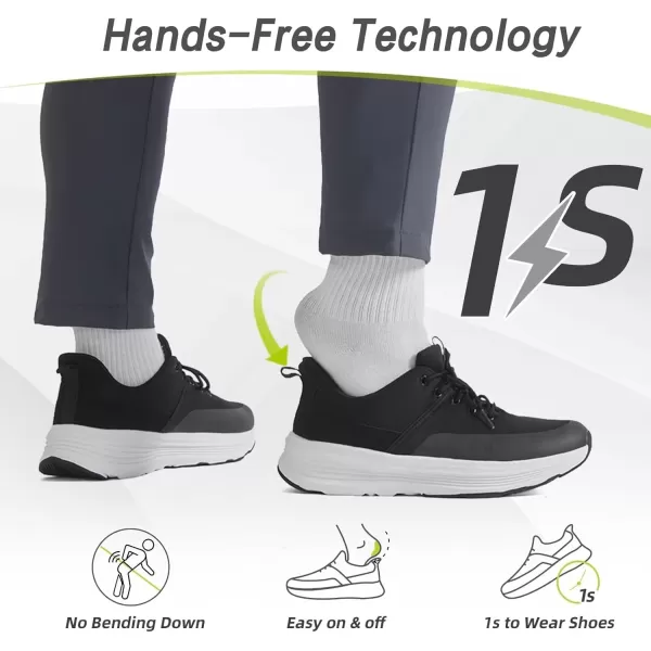 imageOrthoComfoot Mens Orthopedic Hands Free Fashion Sneakers Comfort Arch Support Plantar Fasciitis Orthotic Outdoor Walking Shoes High Arch Flat Feet Pain Relief Casual Work Tennis Athletic SneakersW1black