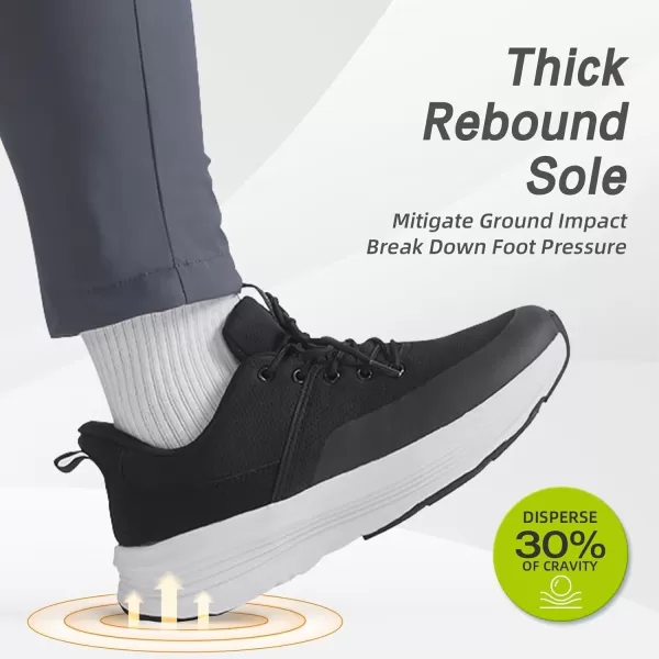 imageOrthoComfoot Mens Orthopedic Hands Free Fashion Sneakers Comfort Arch Support Plantar Fasciitis Orthotic Outdoor Walking Shoes High Arch Flat Feet Pain Relief Casual Work Tennis Athletic SneakersW1black