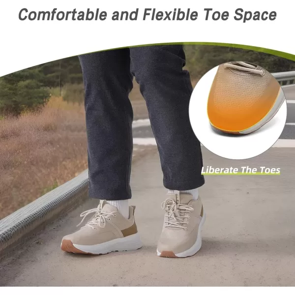 imageOrthoComfoot Mens Orthopedic Hands Free Fashion Sneakers Comfort Arch Support Plantar Fasciitis Orthotic Outdoor Walking Shoes High Arch Flat Feet Pain Relief Casual Work Tennis Athletic SneakersW2beige