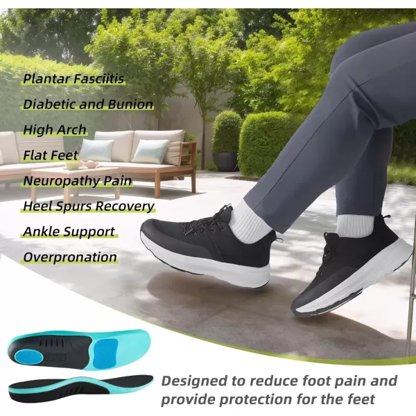 imageOrthoComfoot Mens Orthopedic Hands Free Fashion Sneakers Comfort Arch Support Plantar Fasciitis Orthotic Outdoor Walking Shoes High Arch Flat Feet Pain Relief Casual Work Tennis Athletic SneakersW1black