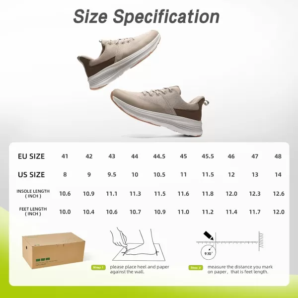 imageOrthoComfoot Mens Orthopedic Hands Free Fashion Sneakers Comfort Arch Support Plantar Fasciitis Orthotic Outdoor Walking Shoes High Arch Flat Feet Pain Relief Casual Work Tennis Athletic SneakersW2beige
