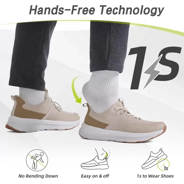 imageOrthoComfoot Mens Orthopedic Hands Free Fashion Sneakers Comfort Arch Support Plantar Fasciitis Orthotic Outdoor Walking Shoes High Arch Flat Feet Pain Relief Casual Work Tennis Athletic SneakersW2beige