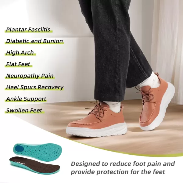 imageOrthoComfoot Mens Orthopedic Wide Leather Dress Walking Shoes Diabetic Plantar Fasciitis Arch Support Comfortable Sneakers Business Work Adjustable Fit Orthotic Casual Heel Foot Pain Relief OxfordsK2brown