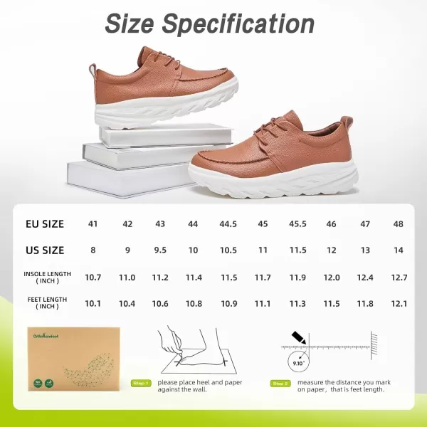 imageOrthoComfoot Mens Orthopedic Wide Leather Dress Walking Shoes Diabetic Plantar Fasciitis Arch Support Comfortable Sneakers Business Work Adjustable Fit Orthotic Casual Heel Foot Pain Relief OxfordsK2brown