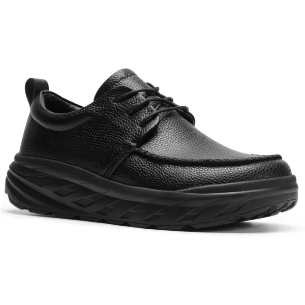 imageOrthoComfoot Mens Orthopedic Wide Leather Dress Walking Shoes Diabetic Plantar Fasciitis Arch Support Comfortable Sneakers Business Work Adjustable Fit Orthotic Casual Heel Foot Pain Relief OxfordsK1black