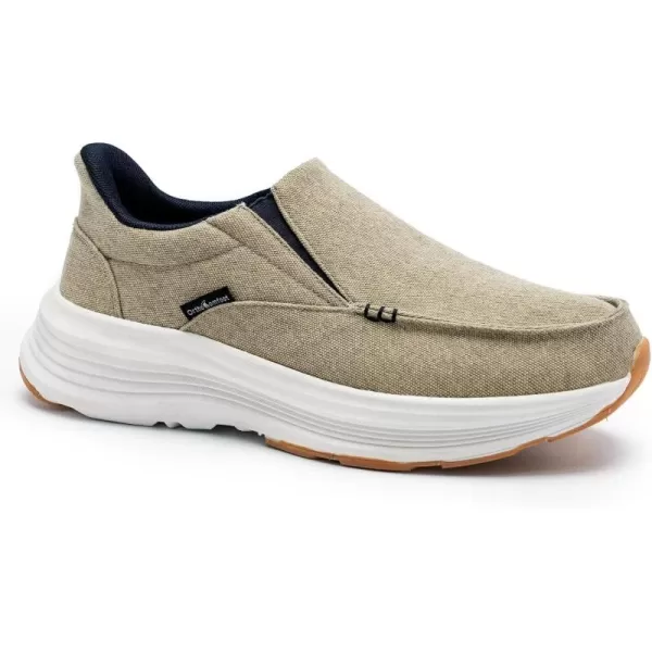 imageOrthoComfoot Mens Orthopedic Hands Free Slip ins Loafers with Arch Support Comfortable Orthotic Shoes for Plantar Fasciitis Canvas Thick Sole Walking Shoes for Foot and Heel Pain ReliefW3khaki