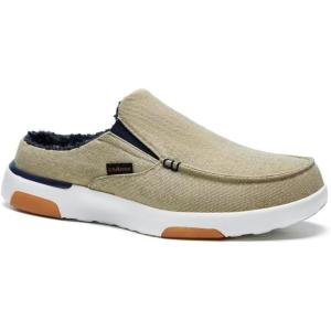 imageOrthoComfoot Mens Orthopedic SlipOn Loafers Walking Shoes with Arch Support Casual Plantar Fasciitis Slippers for Flat Feet Comfortable Orthotic Shoes for Foot and Heel Pain ReliefW3akhaki Builtin Fleece Lining 