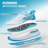 imageOrthoComfoot Womens Orthopedic Hands Free Running Shoes Comfortable Casual Arch Support Plantar Fasciitis Sports Sneakers High Arch Athletic Tennis Work Walking Shoes for Foot Heel Pain ReliefW2blue White